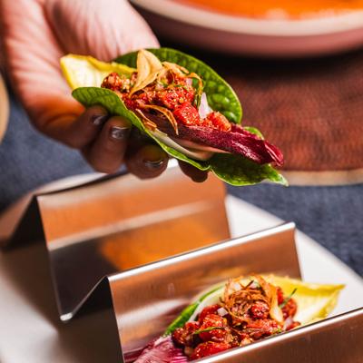 Appetizer dish, closeup view.