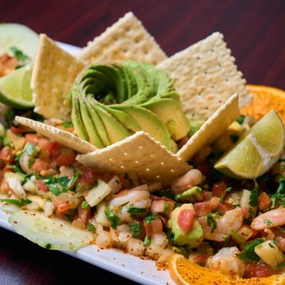 A serving of Shrimp Ceviche.