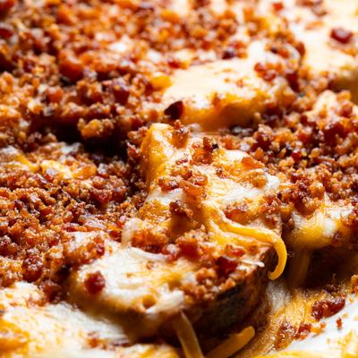 Potato Skins, with bacon bits, and melted cheese.