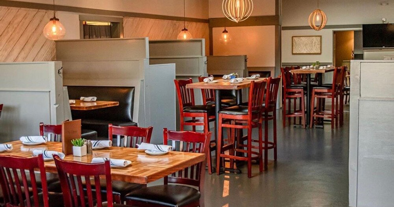 Interior, tables and seats ready for guests