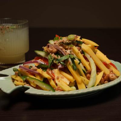 Fried Fish with Mango Salad.