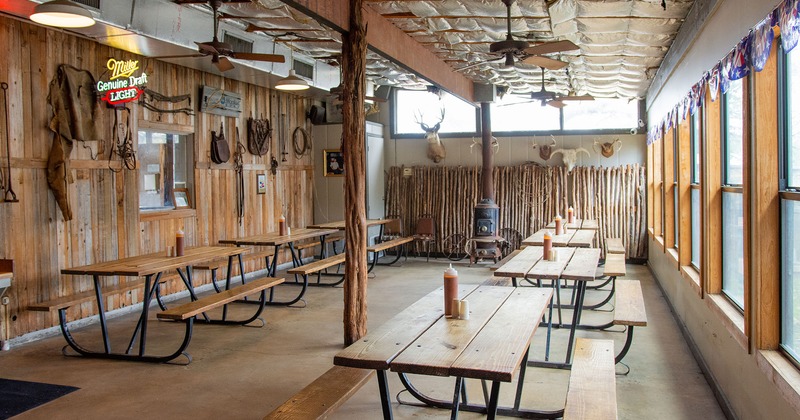 Interior, tables lined up