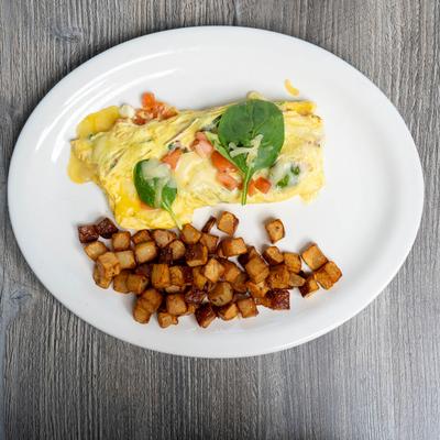 Spinach and tomato omelet.