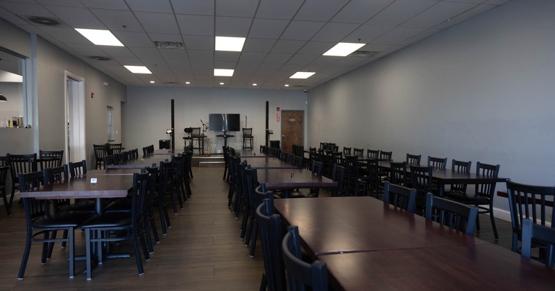 Interior area, tables for multiple people