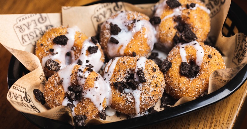 Photo of catered food spread on table.