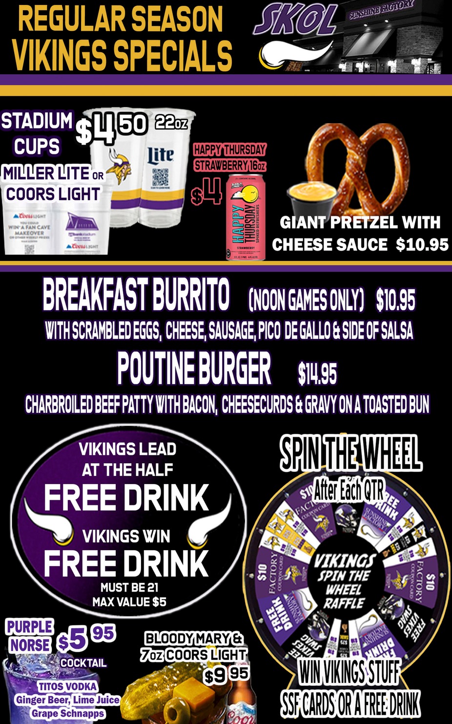 VIKINGS GAME DAY SPECIALS event photo