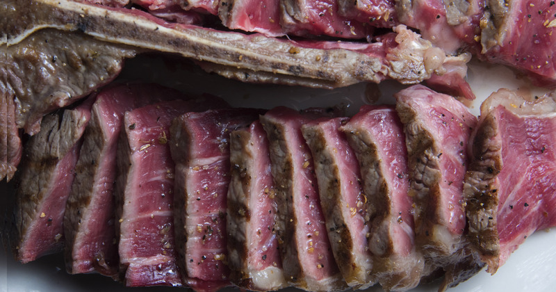Rare steak slices