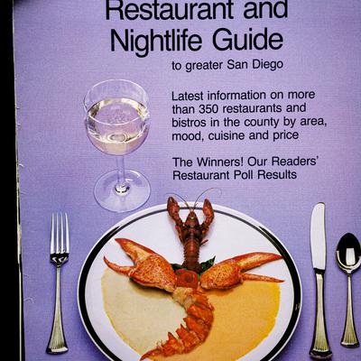 A cover of the Restaurant and Nightlife Guide featuring a lobster and white wine