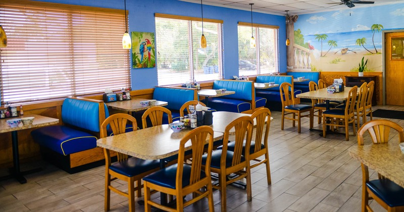 Interior, tables and dining booths