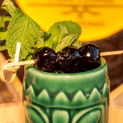 Hemmings Way Dream cocktail in a tiki mug, close up.