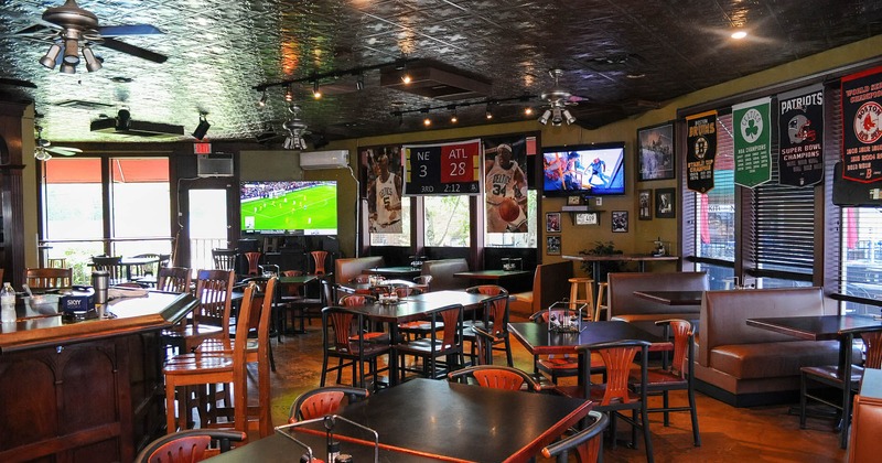 Interior, dining booths and tables