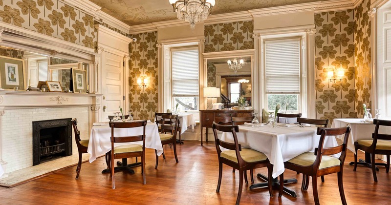 Interior, dining area, tables and chairs