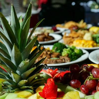 Assortiment of dishes served onthe table.