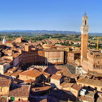 The historic city center of Siena, Italy.