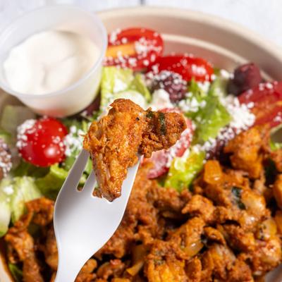Chicken shawarma salad bowl.