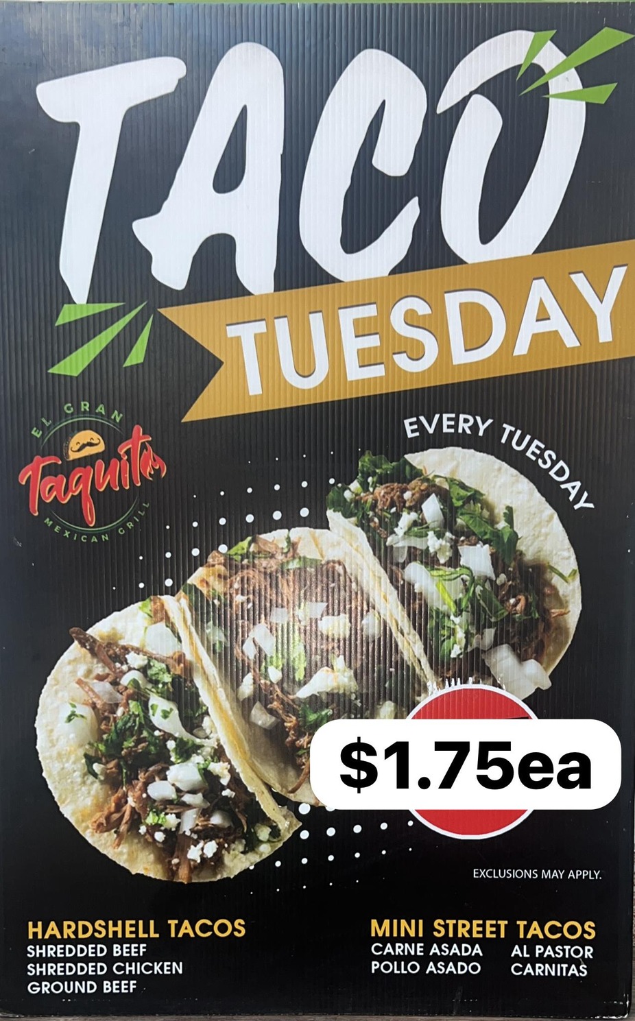 El Gran Taquito Mexican Grill all specials