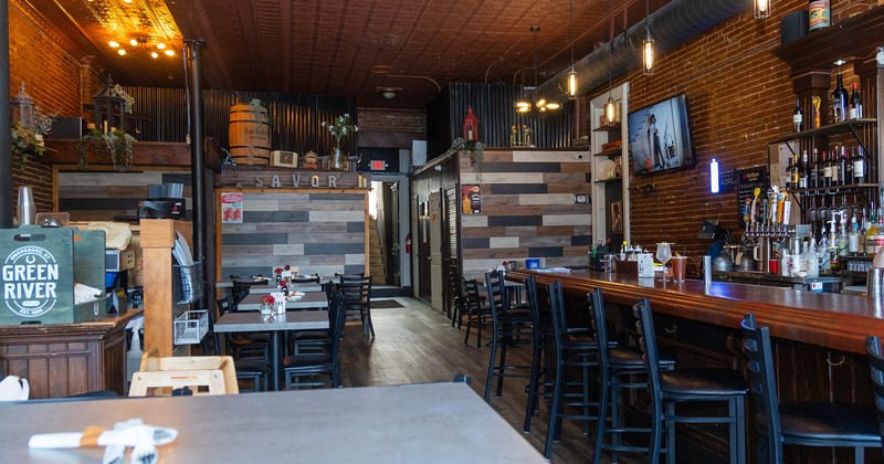Interior, seating area and bar area