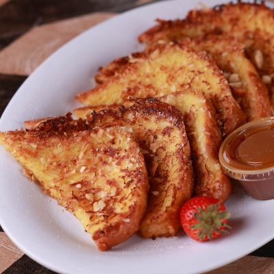 Toasted bread, dip on the side