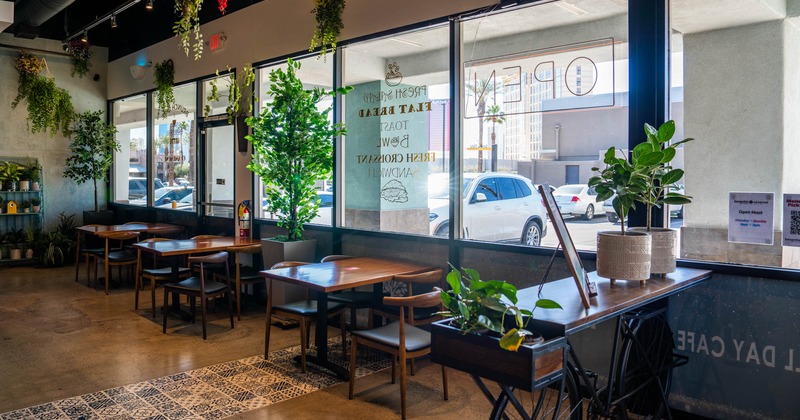Interior, tables and chairs