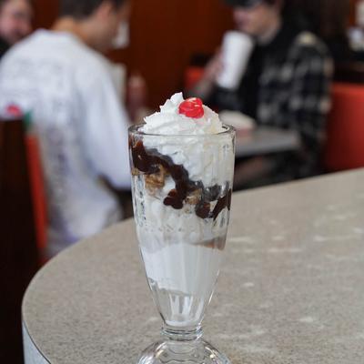 hot fudge sundae with wet nuts.
