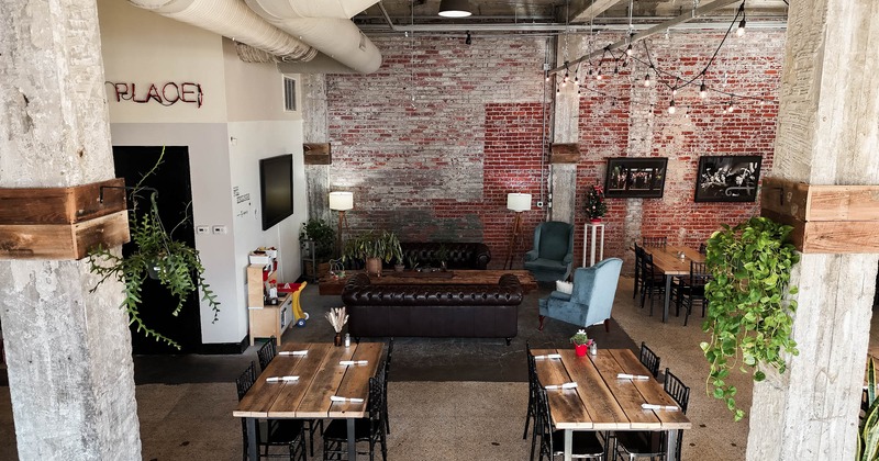 Interior, dining area, tables and chairs