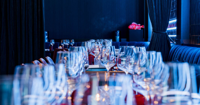 Interior, glasses on tables