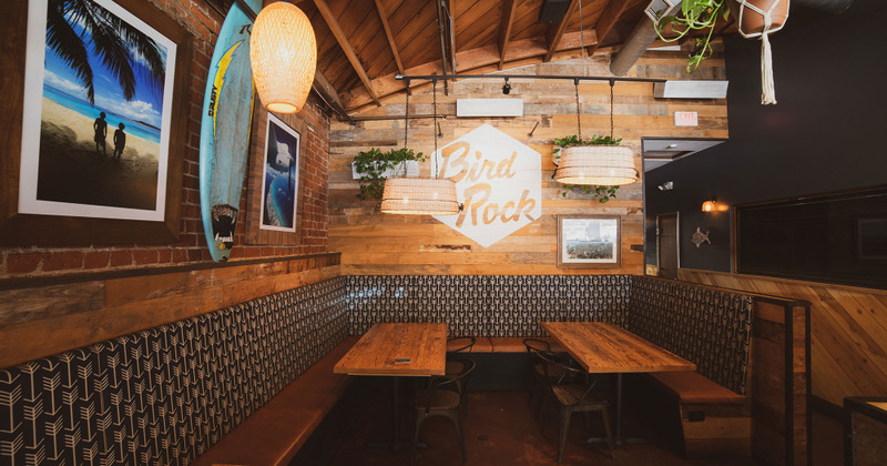 Interior, tables ready for guests