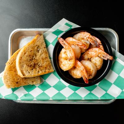 Garlic shrimp and toast.