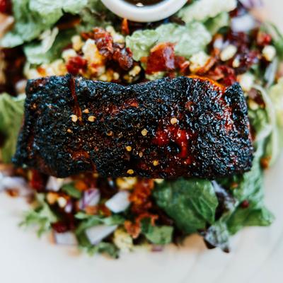 Blackened salmon salad.