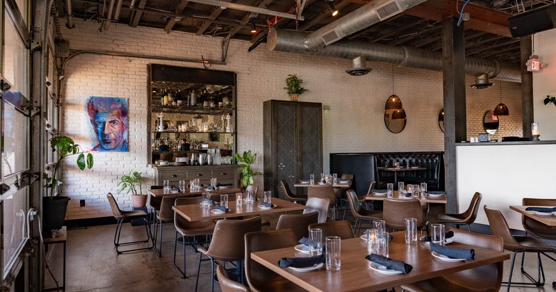 Interior, set tables for dining