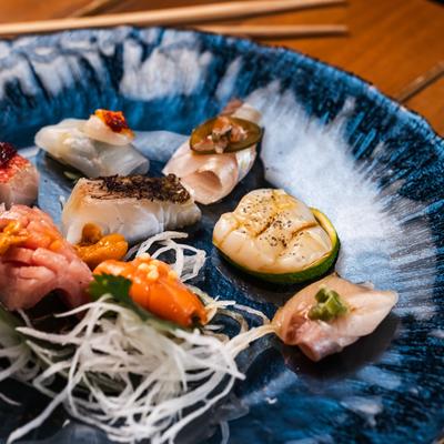 Sashimi premium plate, closeup.