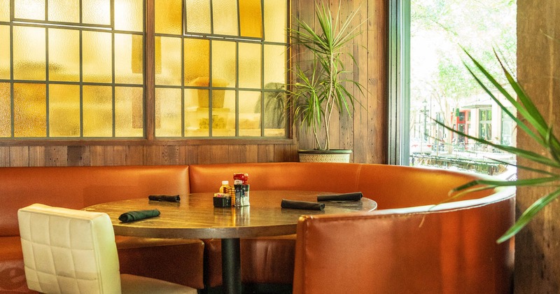 Interior, booths with table