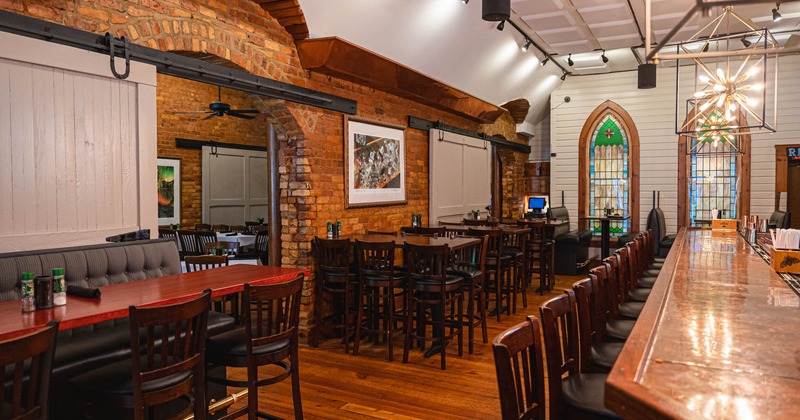 Interior, bar area and seating