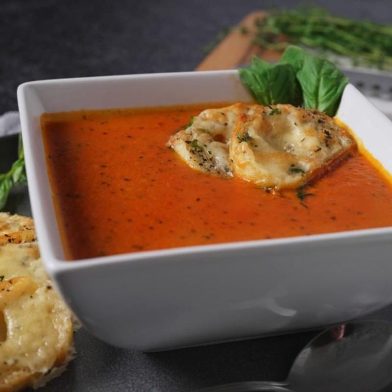 Tomato Basil with Grilled Cheese Croutons photo