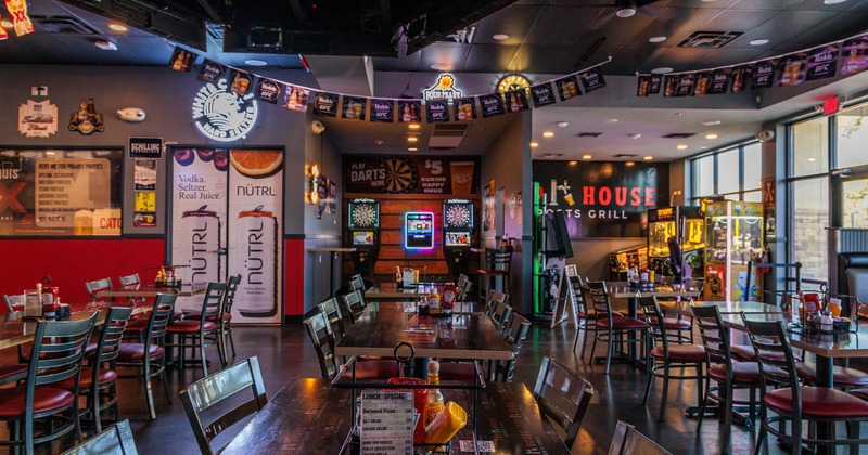 Interior, dining tables and seats, closeup