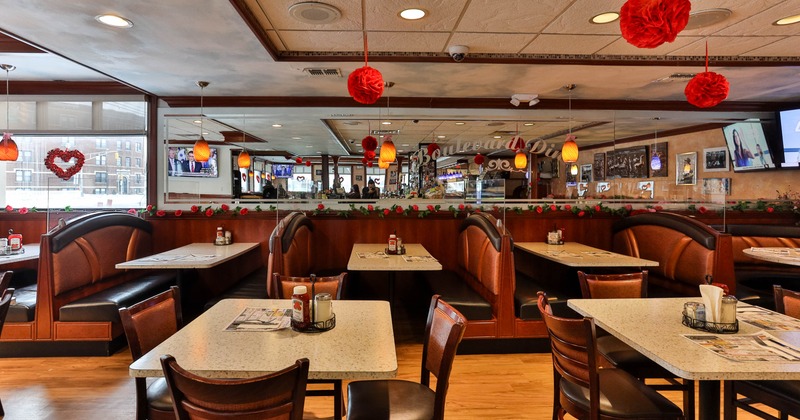 Interior, tables, seats and dining booths