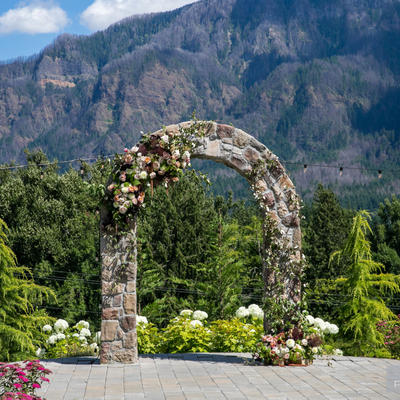 Wedding arch at the restaurant garden area