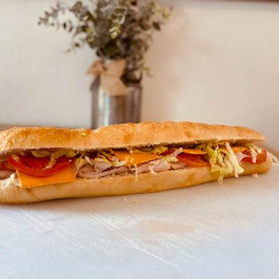 Italian cured meat and cheese sandwich