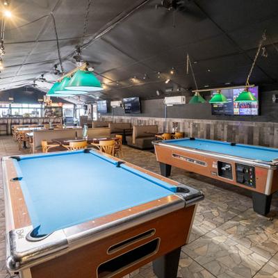 Pool tables.