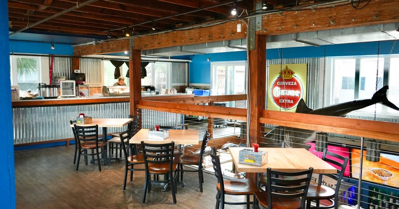 Interior, tables ready for guests