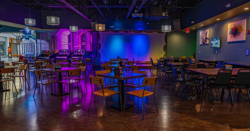 Dining area, tables ready for guests