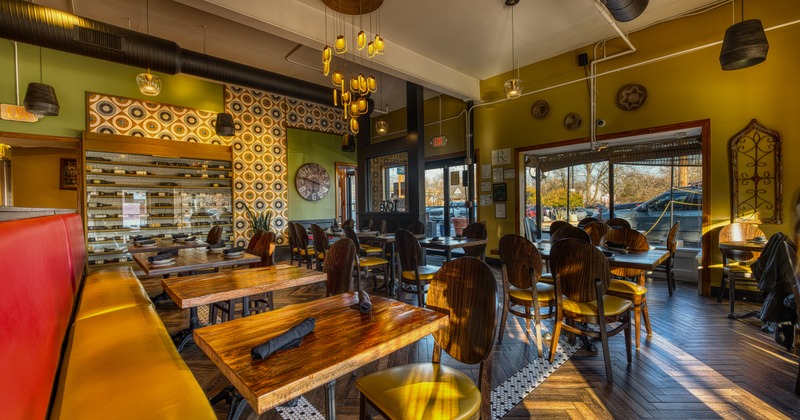Interior, cozy and vibrant seating area