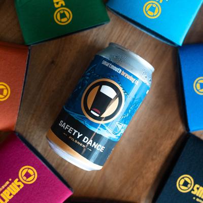 Beer can and can sleeves.