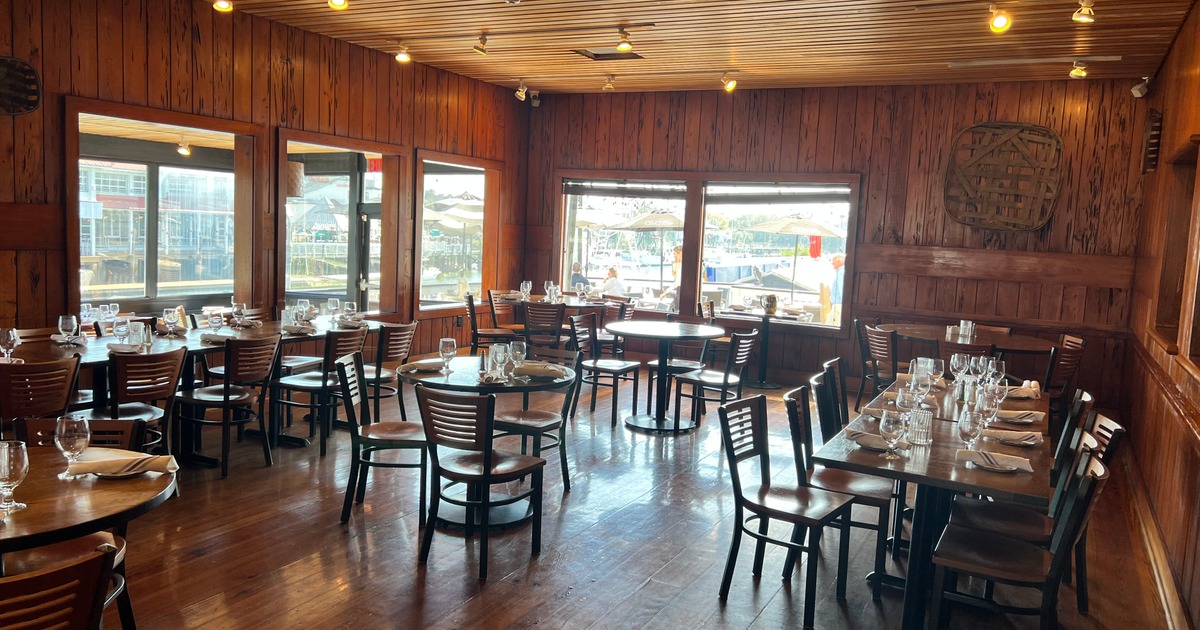 Inside, dining tables