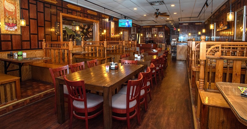Interior, tables ready for guests