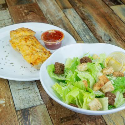 Toasted baguette topped with garlic butter, melted cheese, seasoned blue crab meat.