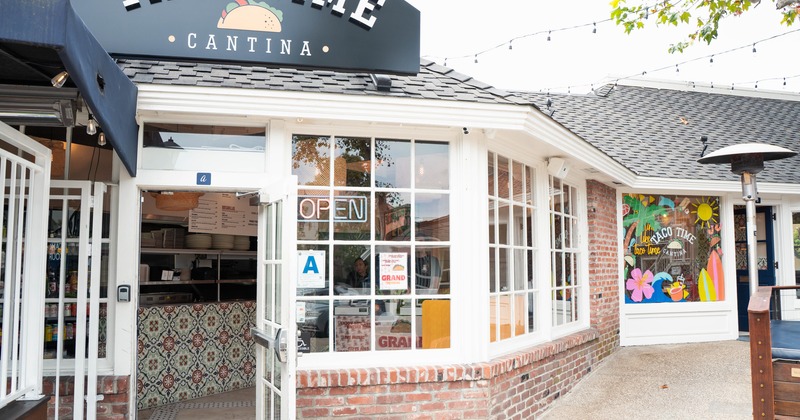 Exterior, entrance, front view, sign, part of sidewalk