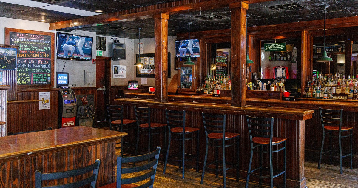 Interior, high chairs with the bar in the back