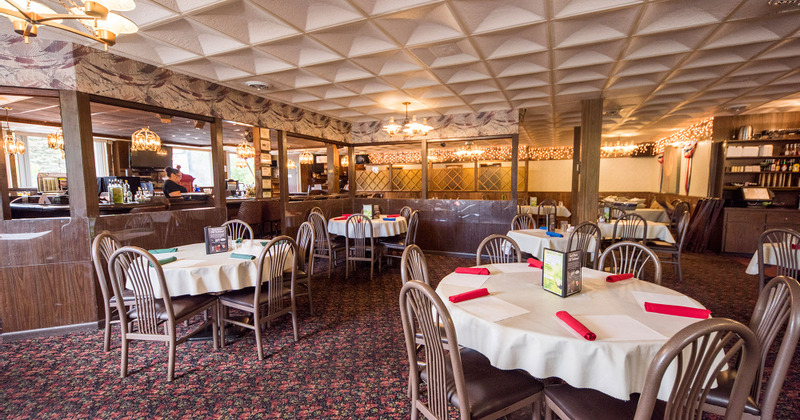 Interior, tables ready for guests