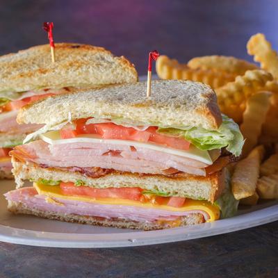 Club sandwich, served, closeup